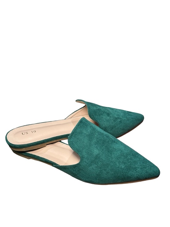 Shoes - 🦚 NEW Emerald Green Suede Pointed Toe Slip-On Mules 🦚